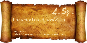 Lazarovics Szavéta névjegykártya